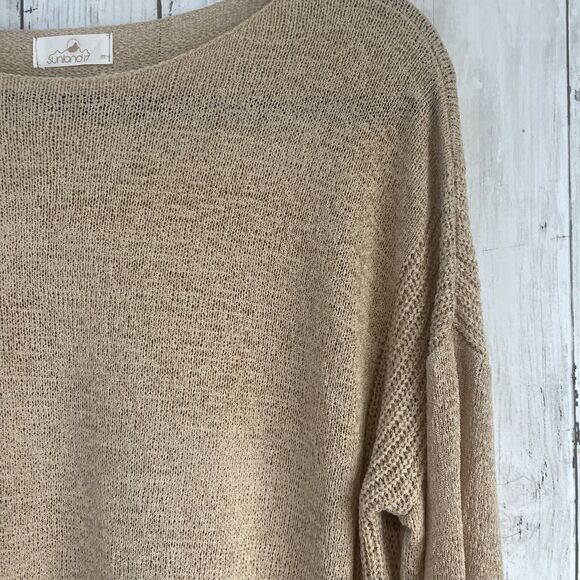 Sunland 17 Top Womens Medium Brown Tan Open Knit Sweater Coastal Beachy - Picture 2 of 9